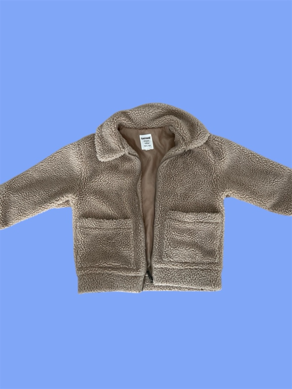 Garage Beige Sherpa Zip-Up Jacket